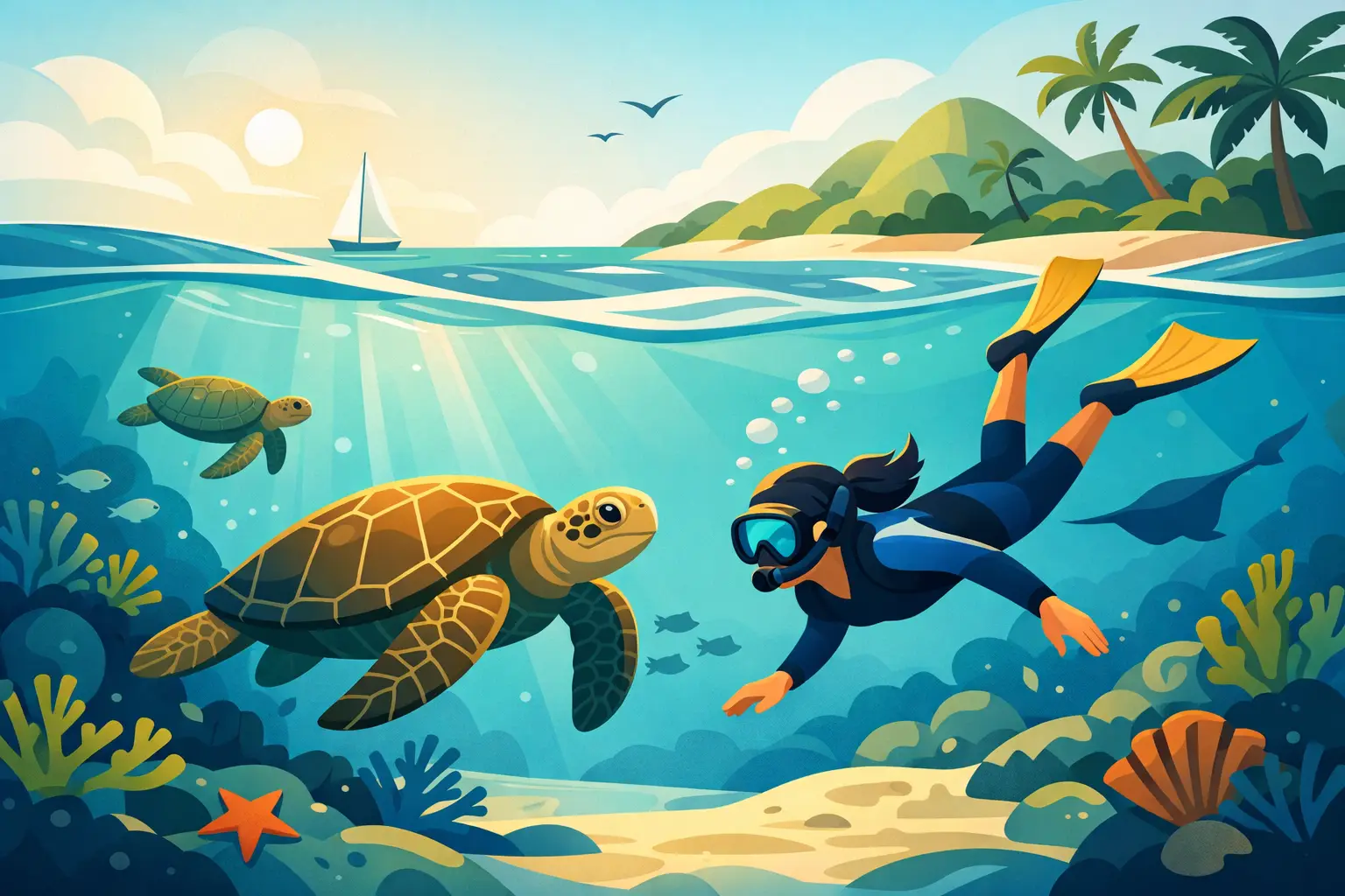Snorkeling With Sea Turtles in Barbados